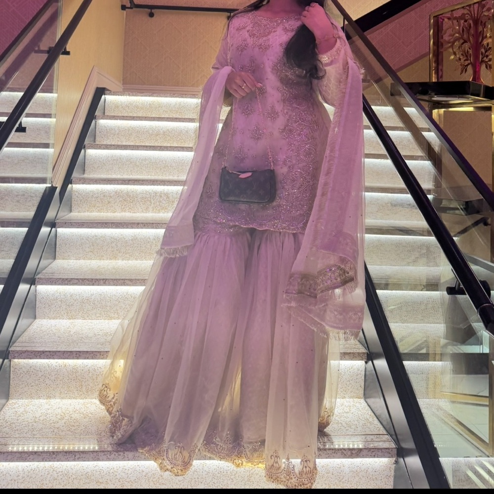 Elegant Gold Cream Color Gharara